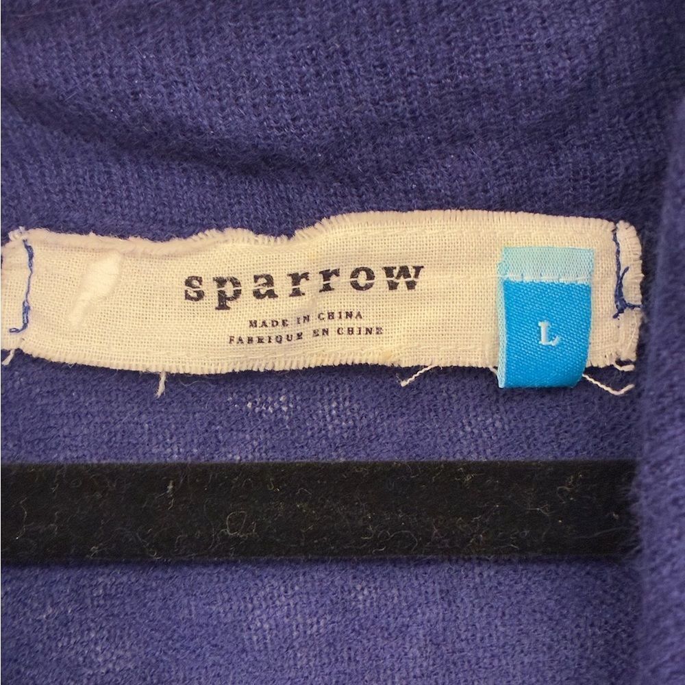 ANTHROPOLOGIE SPARROW Cowl Neck Knit Pullover Sweater Wool Blend Blue Large - Picture 8 of 9